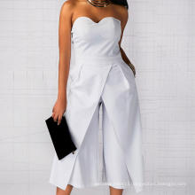 Fashion Sexy Off The Shoulder Party Rompers Womens One Piece White Sleeveless Wide Leg Jumpsuit Women